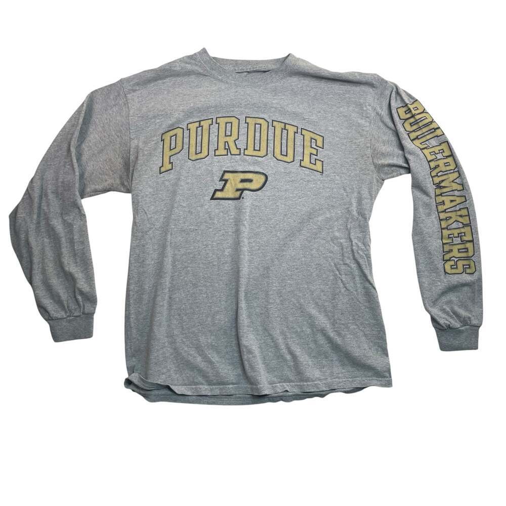 Purdue Boilermakers Long Sleeve T-Shirt Gray Graphic Tee Size L